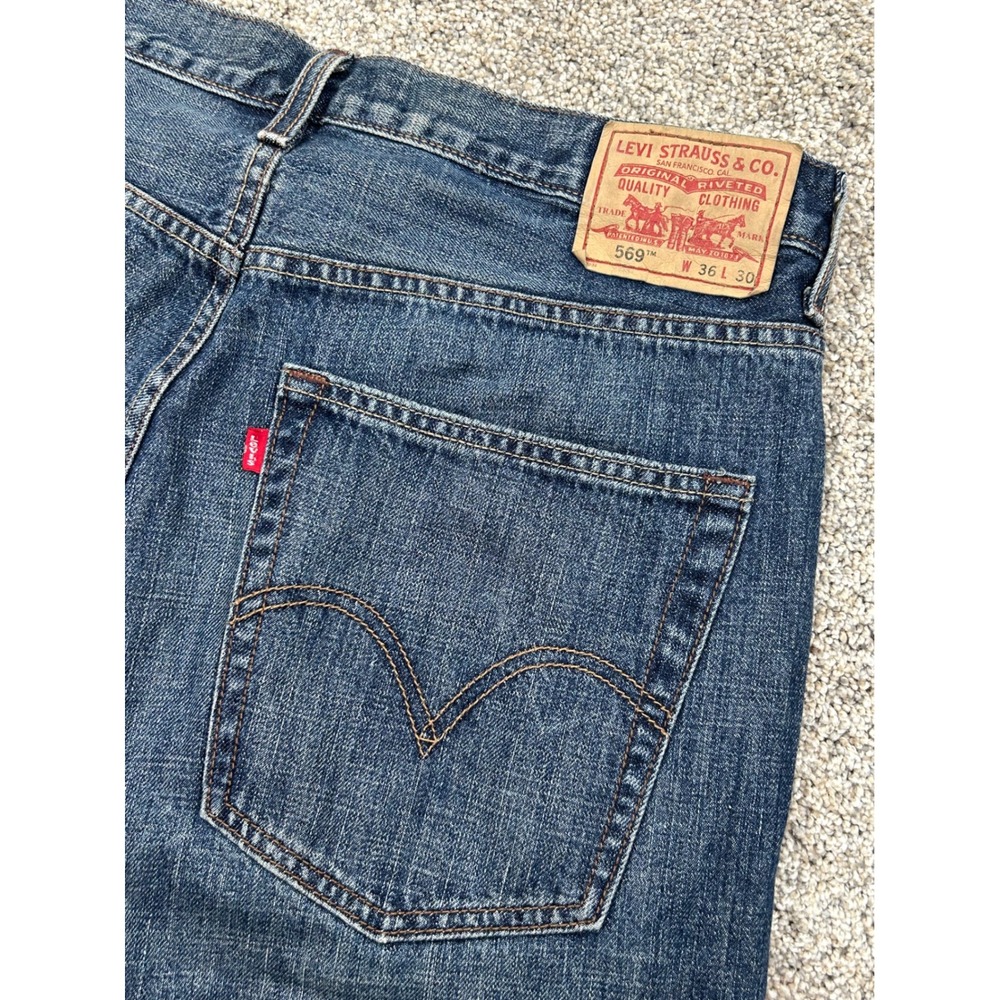 Levis 569 Loose Straight Jeans Mens 36x30 Blue Denim 100% Cotton #0862